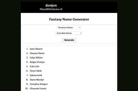 donjon; Fantasy Name Generator.